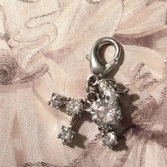 SALE -  Poodle Cubic Zirconia Clear Pet Collar Charm NEW Zipper Pull - Picture 1 of 5